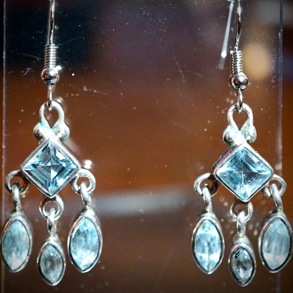 Blue Topaz and Sterling Silver Earrings - Picture 2 of 4